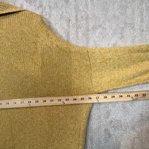 Women's Long Gold Soft Knit Open Cardigan Faire Isle Shawl Collar Sz M Oversized - Picture 11 of 15